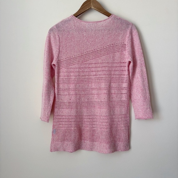 J. McLaughlin Open Knit Sweater Small Pink Linen Blend Pullover - Picture 5 of 8